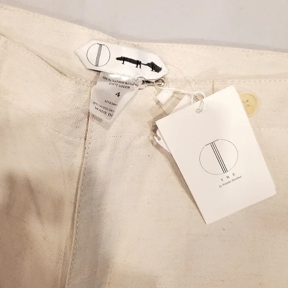 NWT$895 TRE Natalie Ratabesi Missy Two Tone Linen Cotton Trousers Wide Leg Pants - Picture 10 of 16